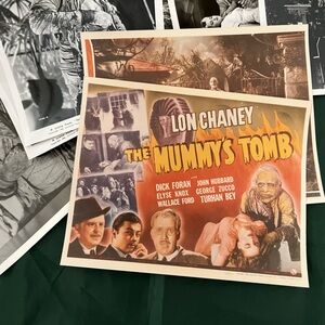 (9) The Mummy's Tomb movie photos, cards